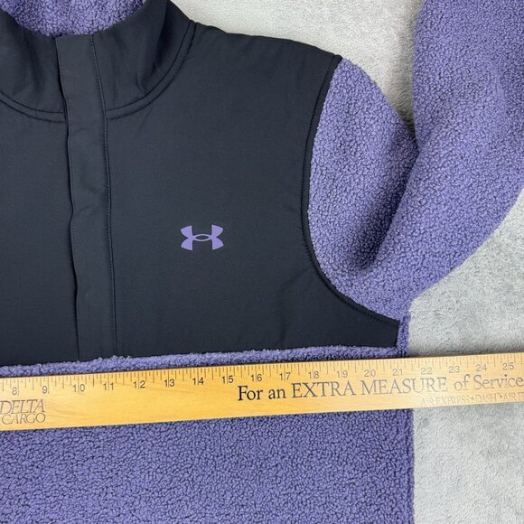 UNDER ARMOUR Golf Mens Fleece Pile Sweater Pullover Jacket Snap-T Neck Purple M - Picture 6 of 7